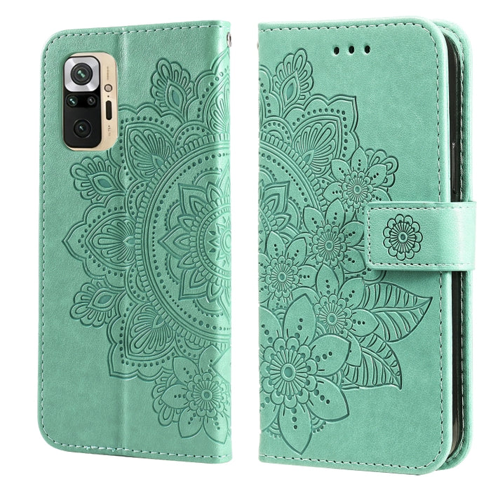 Estuche de cuero de PU con tapa horizontal con estampado de flores de 7 pétalos con soporte y ranuras para tarjetas y billetera y marco de fotos, For Xiaomi Redmi 9C, For Xiaomi Redmi 9A, For Xiaomi Redmi K40/K40 Pro/Poco F3/ Mi 11i                    ...