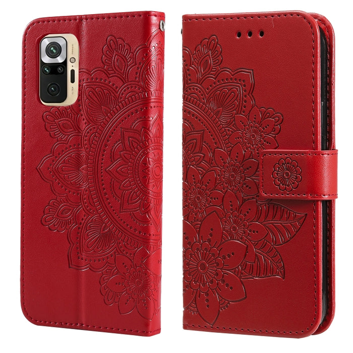 Estuche de cuero de PU con tapa horizontal con estampado de flores de 7 pétalos con soporte y ranuras para tarjetas y billetera y marco de fotos, For Xiaomi Redmi 9C, For Xiaomi Redmi 9A, For Xiaomi Redmi K40/K40 Pro/Poco F3/ Mi 11i                    ...
