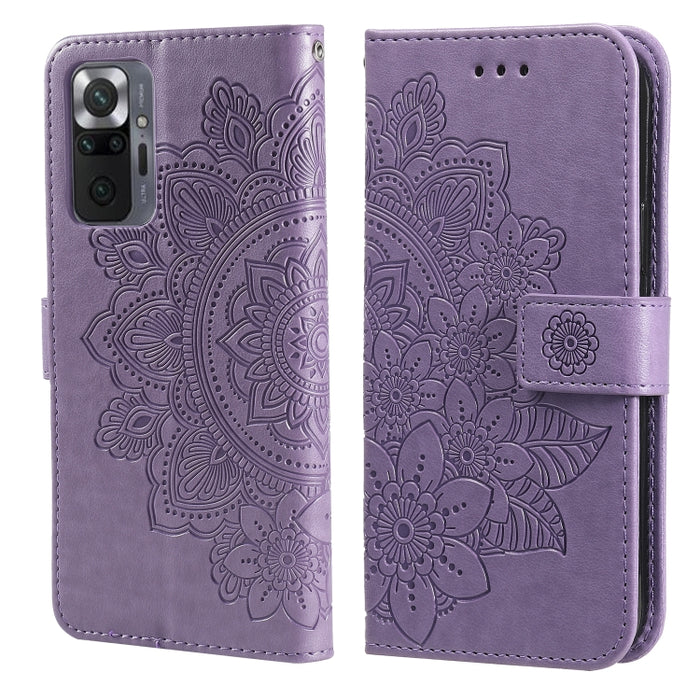 Estuche de cuero de PU con tapa horizontal con estampado de flores de 7 pétalos con soporte y ranuras para tarjetas y billetera y marco de fotos, For Xiaomi Redmi 9C, For Xiaomi Redmi 9A, For Xiaomi Redmi K40/K40 Pro/Poco F3/ Mi 11i                    ...