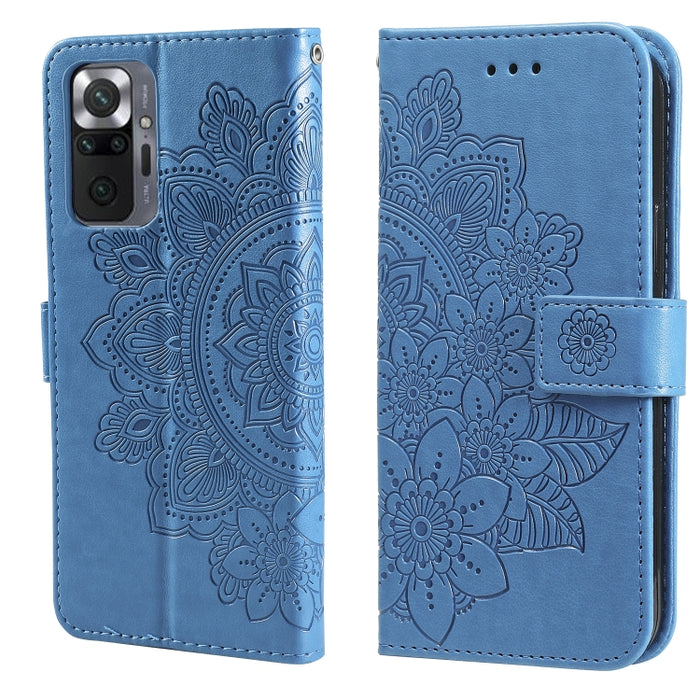 Estuche de cuero de PU con tapa horizontal con estampado de flores de 7 pétalos con soporte y ranuras para tarjetas y billetera y marco de fotos, For Xiaomi Redmi 9C, For Xiaomi Redmi 9A, For Xiaomi Redmi K40/K40 Pro/Poco F3/ Mi 11i                    ...