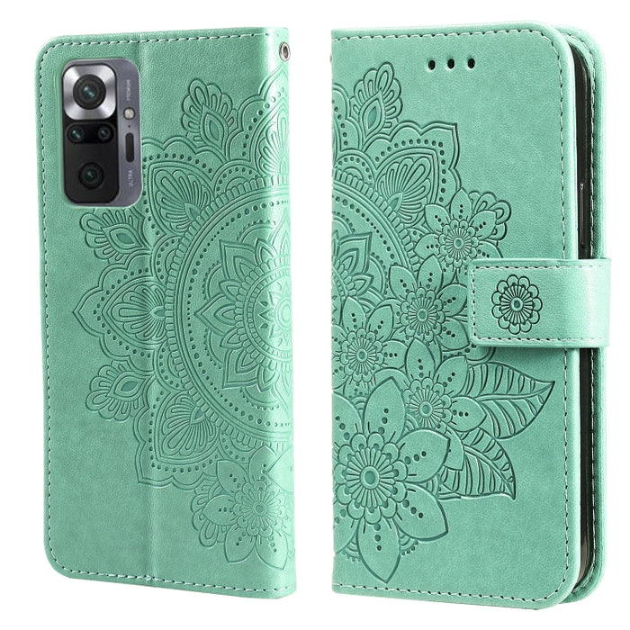 Estuche de cuero de PU con tapa horizontal con estampado de flores de 7 pétalos con soporte y ranuras para tarjetas y billetera y marco de fotos, For Xiaomi Redmi 9C, For Xiaomi Redmi 9A, For Xiaomi Redmi K40/K40 Pro/Poco F3/ Mi 11i                    ...