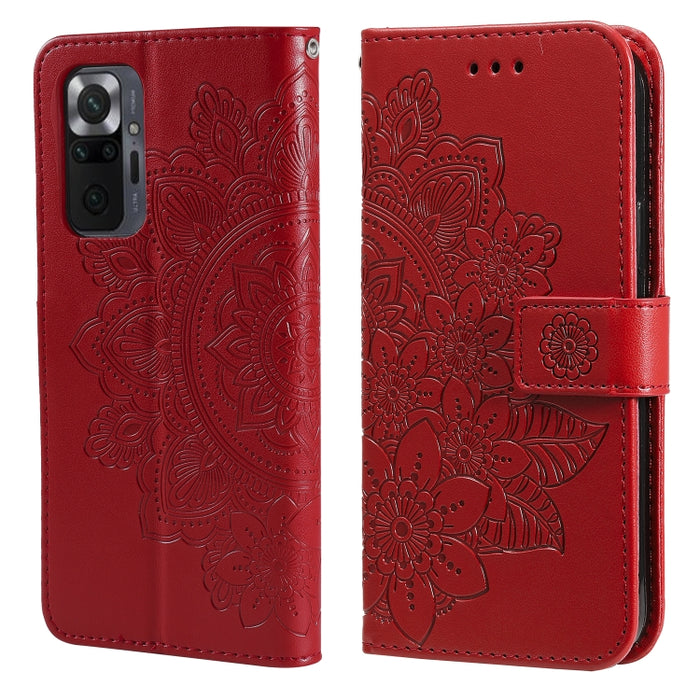 Estuche de cuero de PU con tapa horizontal con estampado de flores de 7 pétalos con soporte y ranuras para tarjetas y billetera y marco de fotos, For Xiaomi Redmi 9C, For Xiaomi Redmi 9A, For Xiaomi Redmi K40/K40 Pro/Poco F3/ Mi 11i                    ...