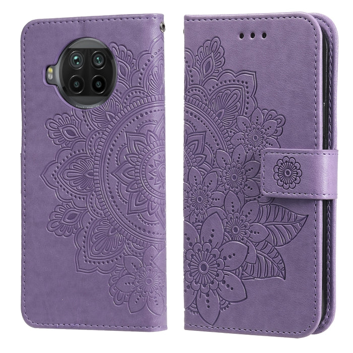 Estuche de cuero de PU con tapa horizontal con estampado de flores de 7 pétalos con soporte y ranuras para tarjetas y billetera y marco de fotos, For Xiaomi Redmi 9C, For Xiaomi Redmi 9A, For Xiaomi Redmi K40/K40 Pro/Poco F3/ Mi 11i                    ...