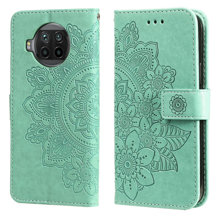 Estuche de cuero de PU con tapa horizontal con estampado de flores de 7 pétalos con soporte y ranuras para tarjetas y billetera y marco de fotos, For Xiaomi Redmi 9C, For Xiaomi Redmi 9A, For Xiaomi Redmi K40/K40 Pro/Poco F3/ Mi 11i                    ...
