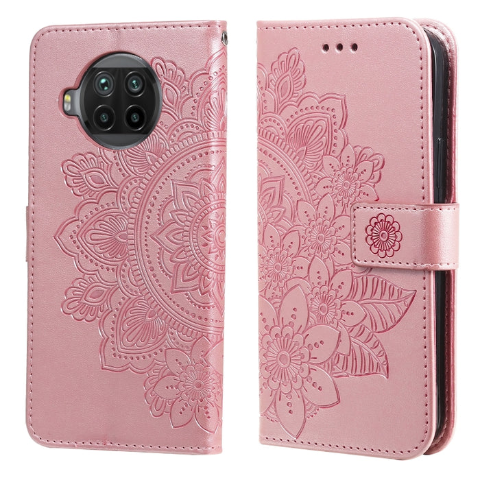 Estuche de cuero de PU con tapa horizontal con estampado de flores de 7 pétalos con soporte y ranuras para tarjetas y billetera y marco de fotos, For Xiaomi Redmi 9C, For Xiaomi Redmi 9A, For Xiaomi Redmi K40/K40 Pro/Poco F3/ Mi 11i                    ...