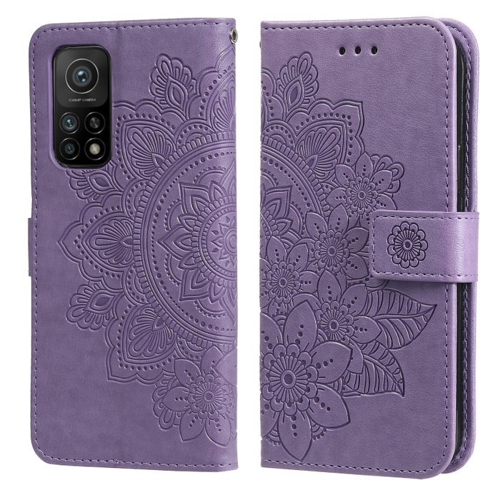 Estuche de cuero de PU con tapa horizontal con estampado de flores de 7 pétalos con soporte y ranuras para tarjetas y billetera y marco de fotos, For Xiaomi Redmi 9C, For Xiaomi Redmi 9A, For Xiaomi Redmi K40/K40 Pro/Poco F3/ Mi 11i                    ...