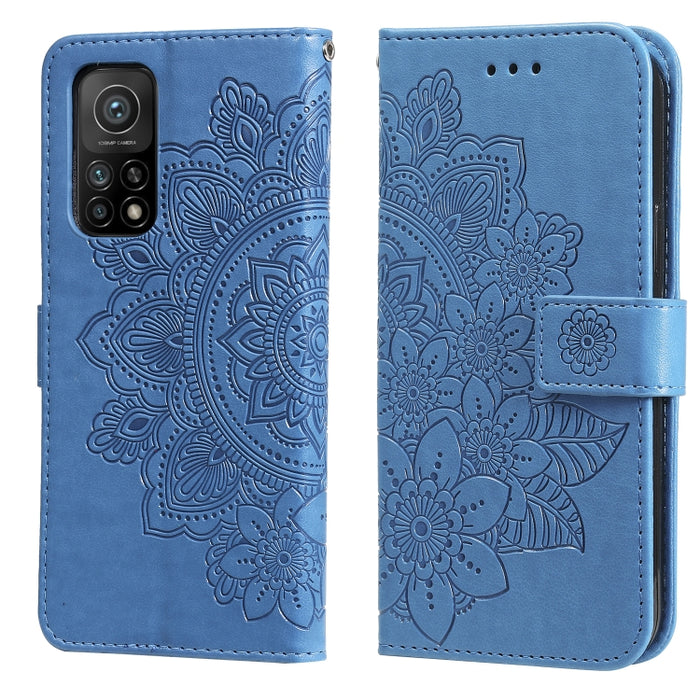 Estuche de cuero de PU con tapa horizontal con estampado de flores de 7 pétalos con soporte y ranuras para tarjetas y billetera y marco de fotos, For Xiaomi Redmi 9C, For Xiaomi Redmi 9A, For Xiaomi Redmi K40/K40 Pro/Poco F3/ Mi 11i                    ...