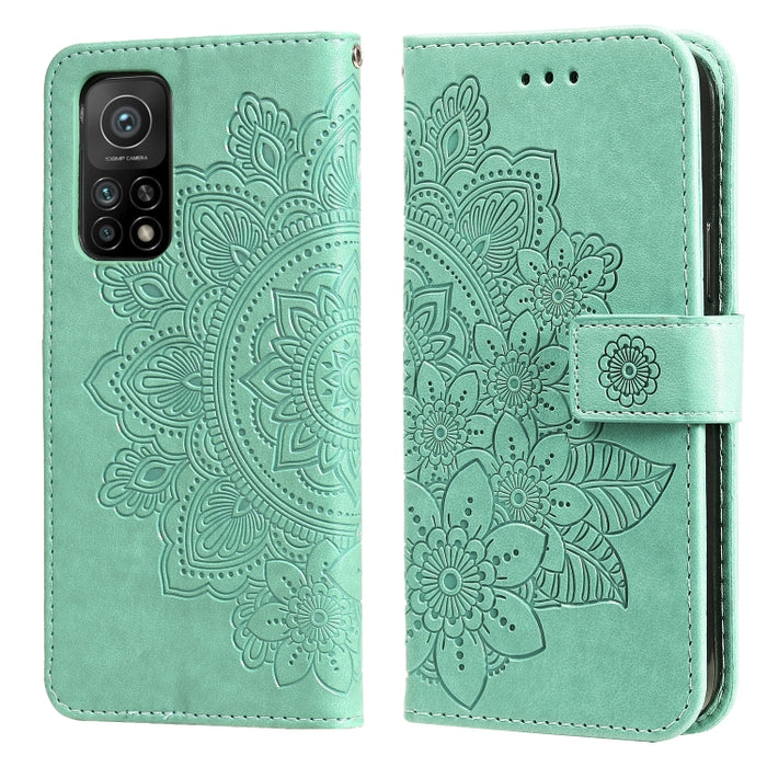 Estuche de cuero de PU con tapa horizontal con estampado de flores de 7 pétalos con soporte y ranuras para tarjetas y billetera y marco de fotos, For Xiaomi Redmi 9C, For Xiaomi Redmi 9A, For Xiaomi Redmi K40/K40 Pro/Poco F3/ Mi 11i                    ...