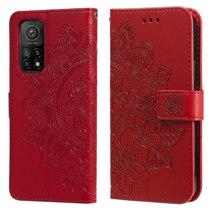 Estuche de cuero de PU con tapa horizontal con estampado de flores de 7 pétalos con soporte y ranuras para tarjetas y billetera y marco de fotos, For Xiaomi Redmi 9C, For Xiaomi Redmi 9A, For Xiaomi Redmi K40/K40 Pro/Poco F3/ Mi 11i                    ...