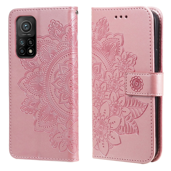 Estuche de cuero de PU con tapa horizontal con estampado de flores de 7 pétalos con soporte y ranuras para tarjetas y billetera y marco de fotos, For Xiaomi Redmi 9C, For Xiaomi Redmi 9A, For Xiaomi Redmi K40/K40 Pro/Poco F3/ Mi 11i                    ...