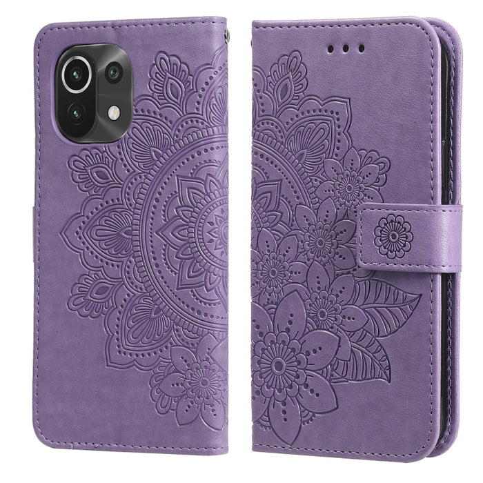 Estuche de cuero de PU con tapa horizontal con estampado de flores de 7 pétalos con soporte y ranuras para tarjetas y billetera y marco de fotos, For Xiaomi Redmi 9C, For Xiaomi Redmi 9A, For Xiaomi Redmi K40/K40 Pro/Poco F3/ Mi 11i                    ...