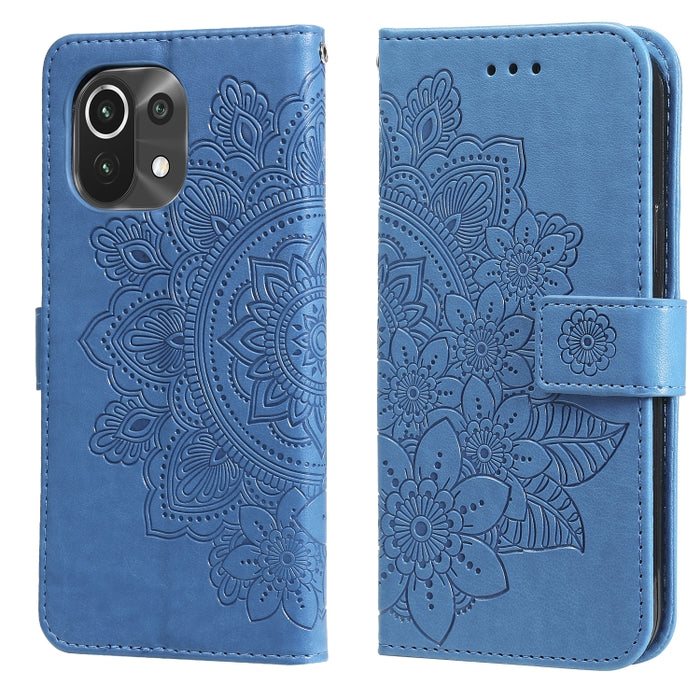 Estuche de cuero de PU con tapa horizontal con estampado de flores de 7 pétalos con soporte y ranuras para tarjetas y billetera y marco de fotos, For Xiaomi Redmi 9C, For Xiaomi Redmi 9A, For Xiaomi Redmi K40/K40 Pro/Poco F3/ Mi 11i                    ...