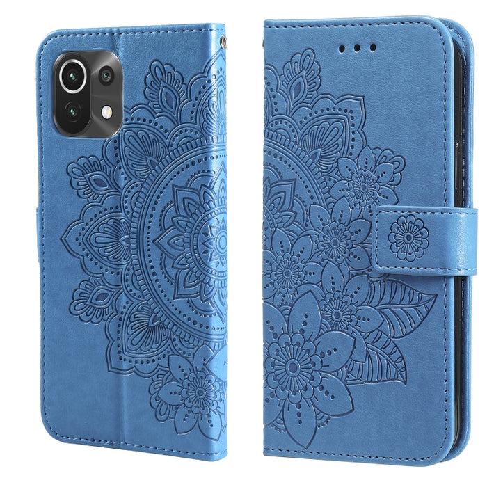 Estuche de cuero de PU con tapa horizontal con estampado de flores de 7 pétalos con soporte y ranuras para tarjetas y billetera y marco de fotos, For Xiaomi Redmi 9C, For Xiaomi Redmi 9A, For Xiaomi Redmi K40/K40 Pro/Poco F3/ Mi 11i                    ...