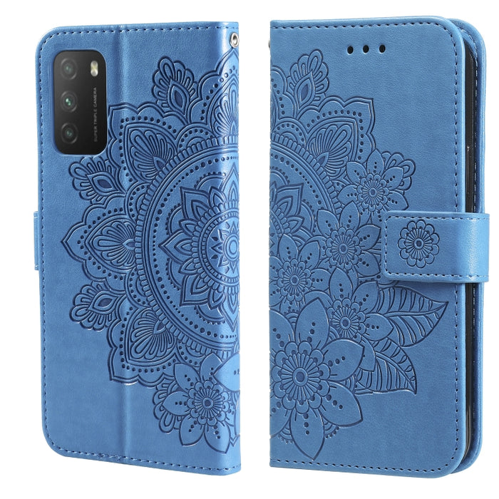 Estuche de cuero de PU con tapa horizontal con estampado de flores de 7 pétalos con soporte y ranuras para tarjetas y billetera y marco de fotos, For Xiaomi Redmi 9C, For Xiaomi Redmi 9A, For Xiaomi Redmi K40/K40 Pro/Poco F3/ Mi 11i                    ...
