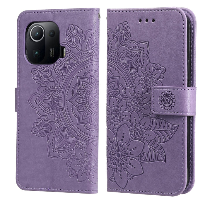 Estuche de cuero de PU con tapa horizontal con estampado de flores de 7 pétalos con soporte y ranuras para tarjetas y billetera y marco de fotos, For Xiaomi Redmi 9C, For Xiaomi Redmi 9A, For Xiaomi Redmi K40/K40 Pro/Poco F3/ Mi 11i                    ...