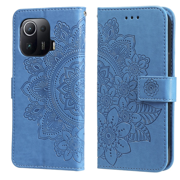 Estuche de cuero de PU con tapa horizontal con estampado de flores de 7 pétalos con soporte y ranuras para tarjetas y billetera y marco de fotos, For Xiaomi Redmi 9C, For Xiaomi Redmi 9A, For Xiaomi Redmi K40/K40 Pro/Poco F3/ Mi 11i                    ...