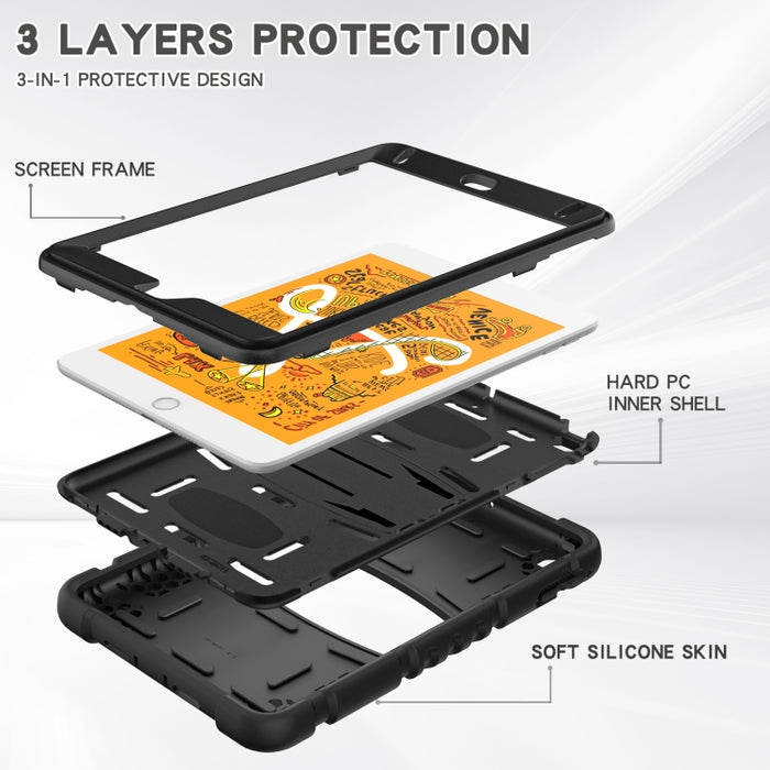 Marco de pantalla de protección de 3 capas + PC + Estuche combinado de silicona a prueba de golpes con soporte, For iPad mini 5 / 4, For Samsung Galaxy Tab S5e T720