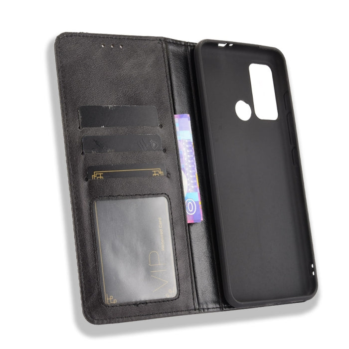 Hebilla magnética Retro Crazy Horse Texture Funda de cuero con tapa horizontal con soporte y ranuras para tarjetas y marco de fotos, For Motorola Moto G60 / Moto G40 Fusion, For OPPO Realme C11 2021 / Realme C20 / Realme C20a, For OPPO Reno5 A         ...