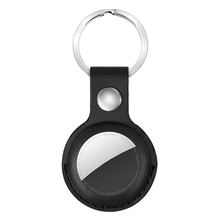 Funda protectora de cuero PU antiarañazos a prueba de golpes llavero con lazo para colgar para AirTag
