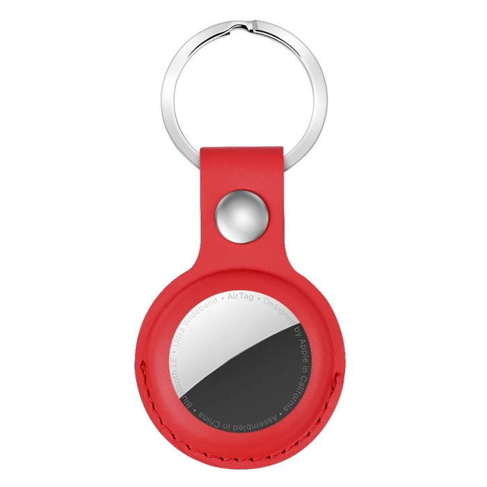 Funda protectora de cuero PU antiarañazos a prueba de golpes llavero con lazo para colgar para AirTag