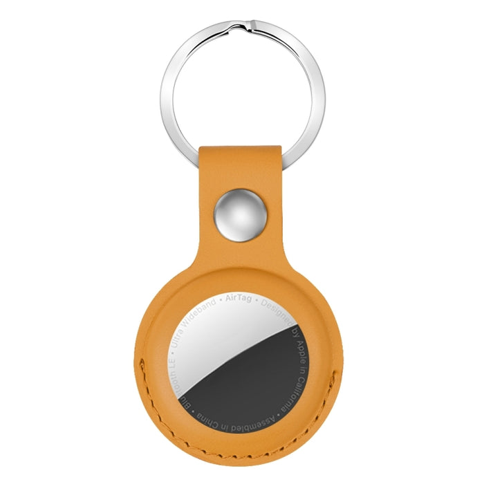 Funda protectora de cuero PU antiarañazos a prueba de golpes llavero con lazo para colgar para AirTag