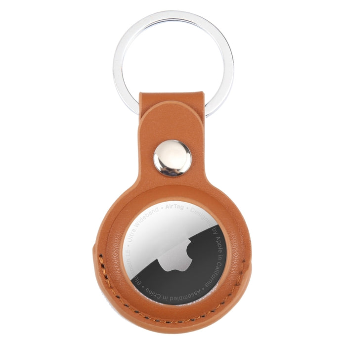 Funda protectora de cuero PU antiarañazos a prueba de golpes llavero con lazo para colgar para AirTag