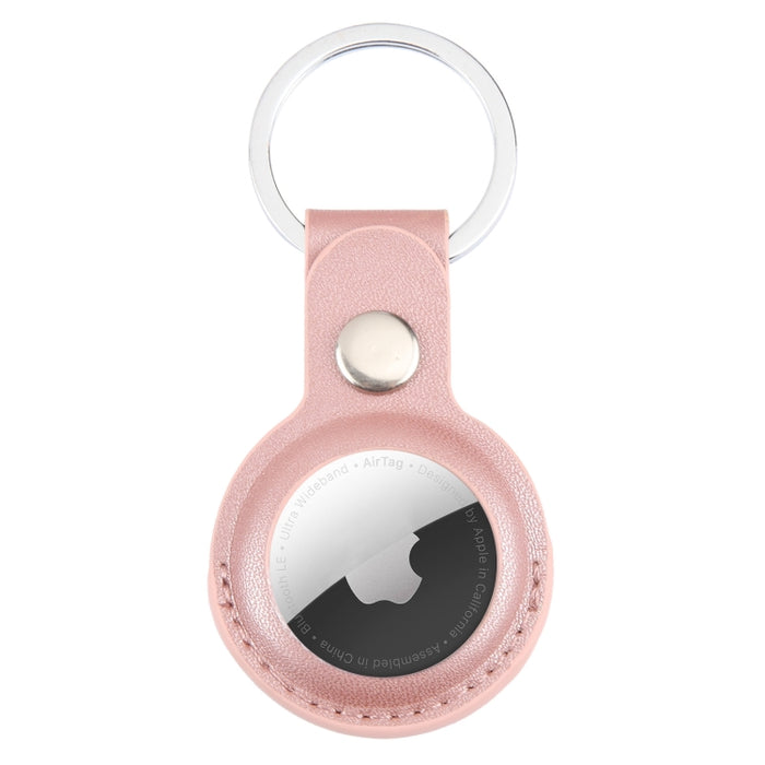 Funda protectora de cuero PU antiarañazos a prueba de golpes llavero con lazo para colgar para AirTag