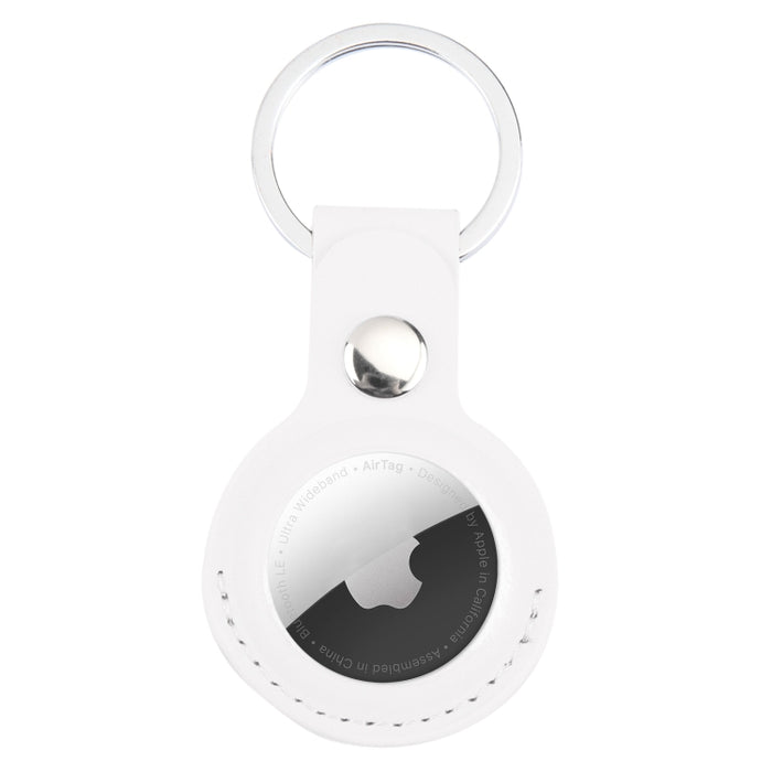 Funda protectora de cuero PU antiarañazos a prueba de golpes llavero con lazo para colgar para AirTag