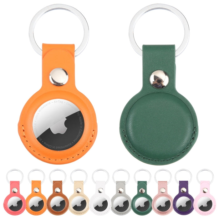 Funda protectora de cuero PU antiarañazos a prueba de golpes llavero con lazo para colgar para AirTag