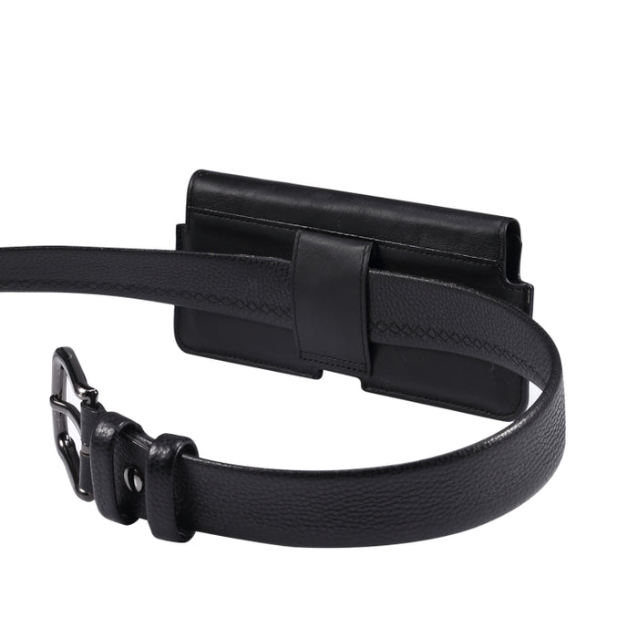 Riñonera Universal de cuero de vaca para teléfono móvil Horizontal para teléfonos de 6,7 pulgadas y menos