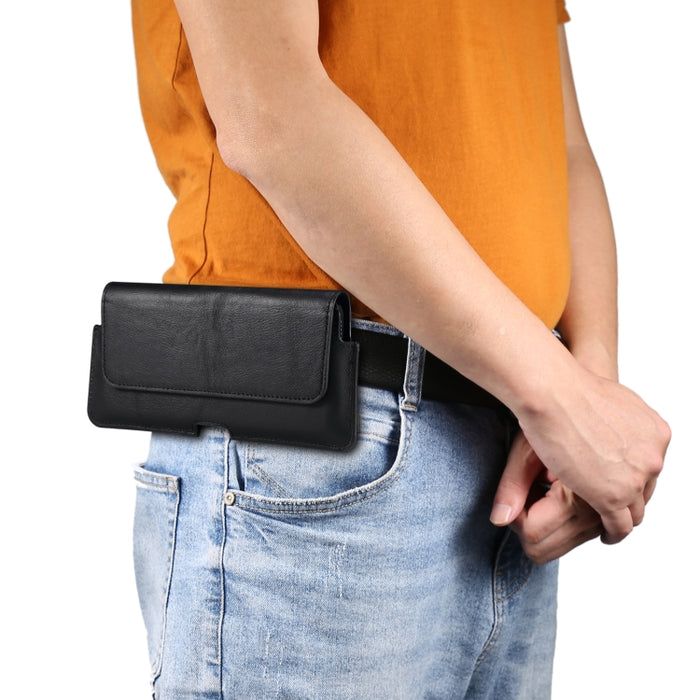 Riñonera Universal de cuero de vaca para teléfono móvil Horizontal para teléfonos de 6,7 pulgadas y menos