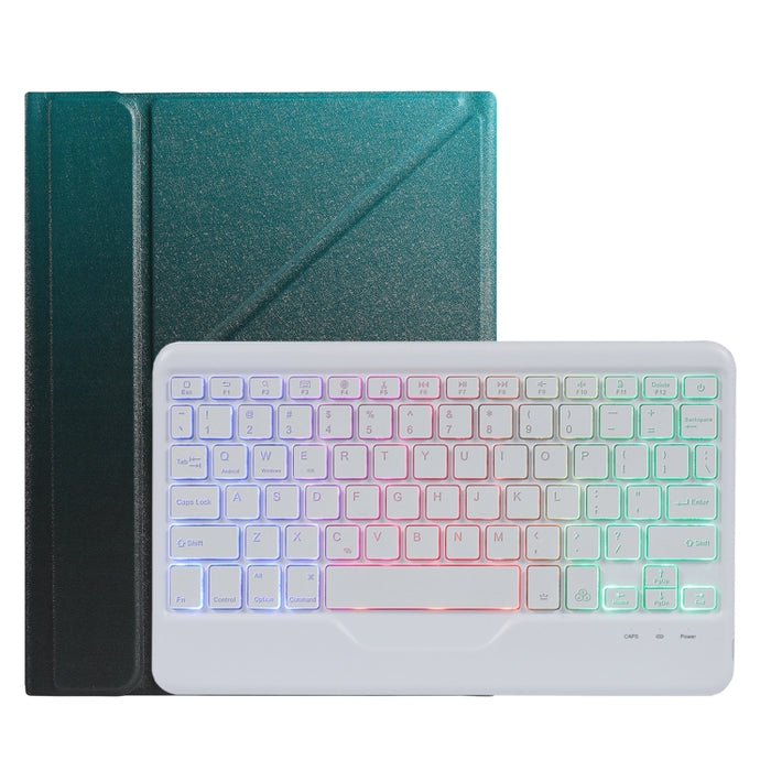 B011S Estuche de cuero con teclado Bluetooth con retroiluminación divisible con soporte triangular y ranura para bolígrafo