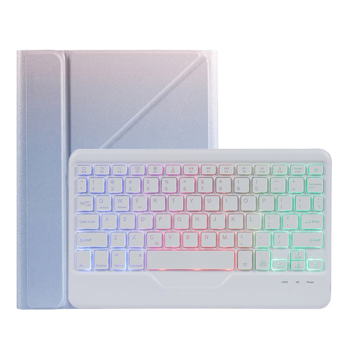 B011S Estuche de cuero con teclado Bluetooth con retroiluminación divisible con soporte triangular y ranura para bolígrafo
