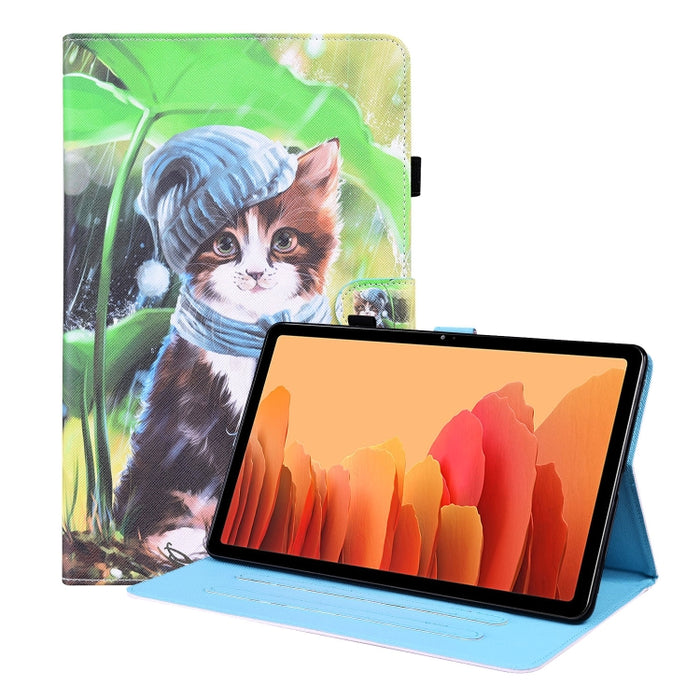 Estuche de cuero con tapa horizontal con patrón animal con soporte y ranuras para tarjetas y marco de fotos y función de reposo / activación
