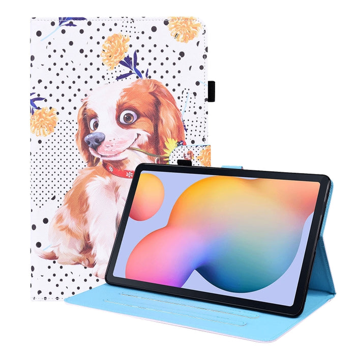 Estuche de cuero con tapa horizontal con patrón animal con soporte y ranuras para tarjetas y marco de fotos y función de reposo / activación