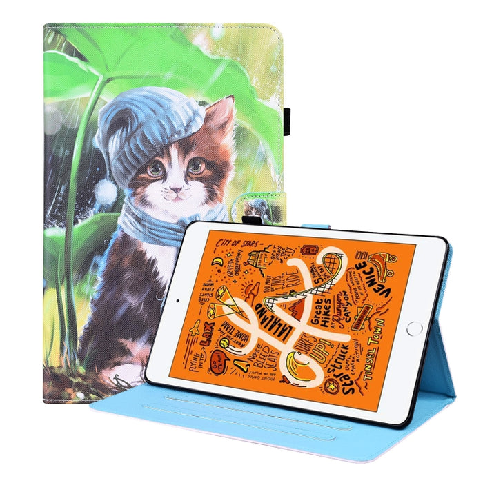 Estuche de cuero con tapa horizontal con patrón animal con soporte y ranuras para tarjetas y marco de fotos y función de reposo / activación