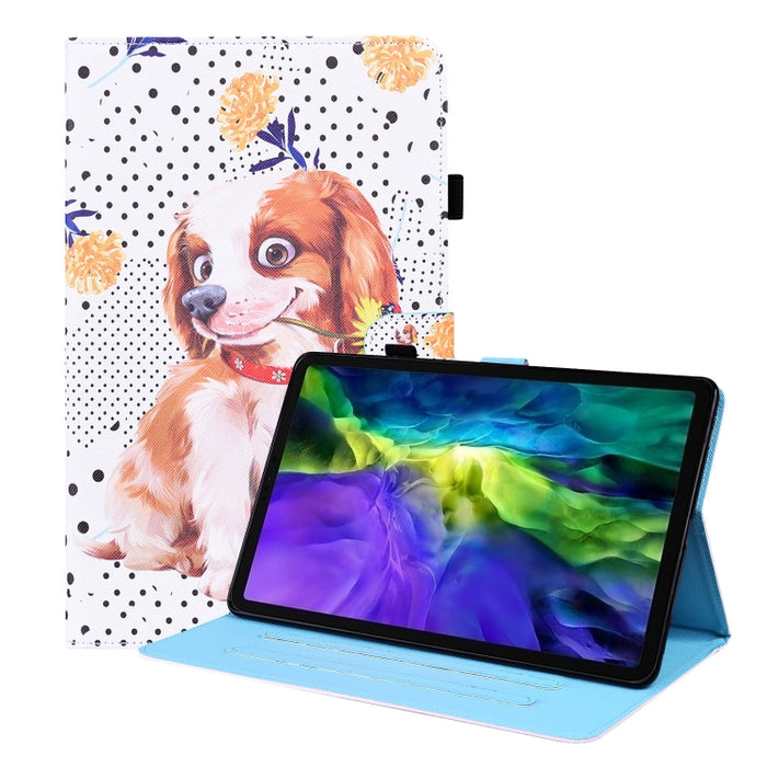 Estuche de cuero con tapa horizontal con patrón animal con soporte y ranuras para tarjetas y marco de fotos y función de reposo / activación