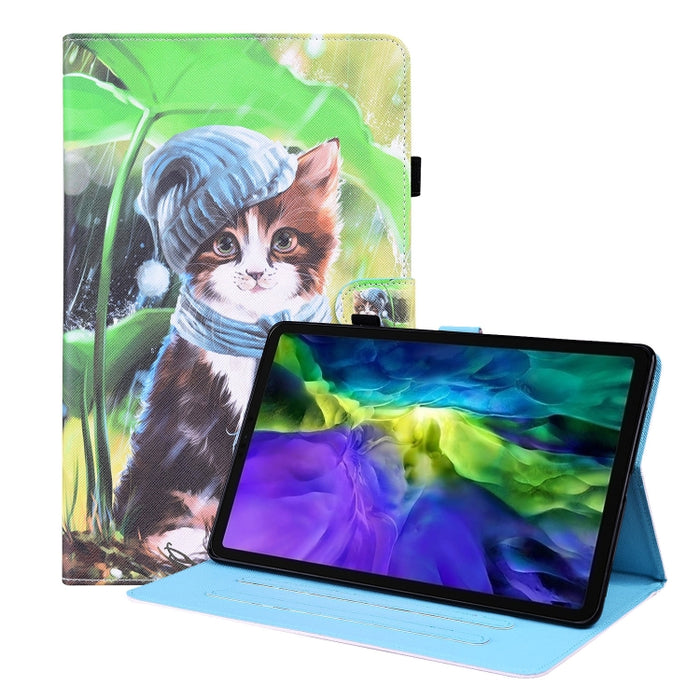 Estuche de cuero con tapa horizontal con patrón animal con soporte y ranuras para tarjetas y marco de fotos y función de reposo / activación
