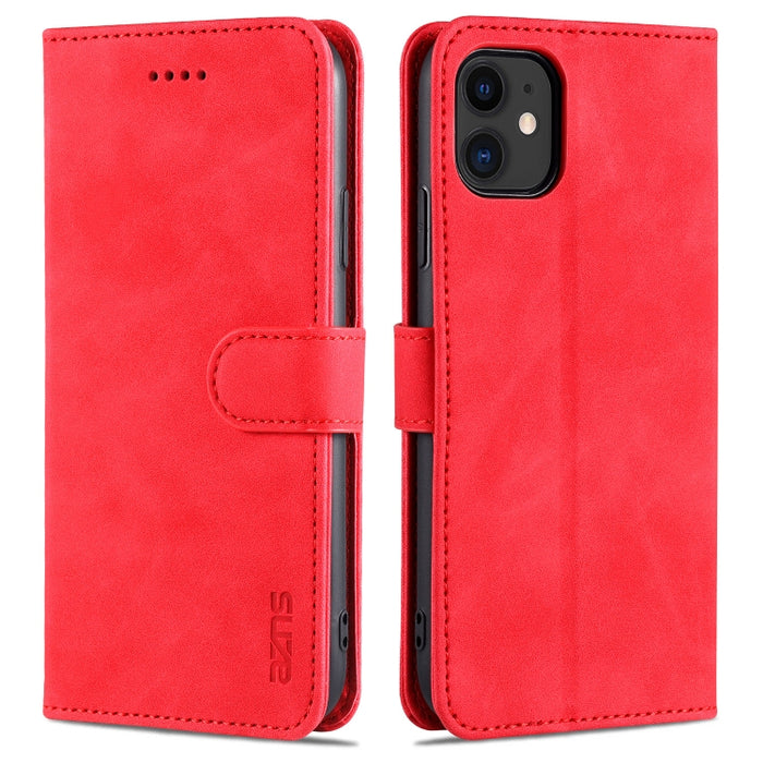 AZNS Skin Feel Calf Texture Funda de cuero con tapa horizontal con ranuras para tarjetas y soporte y billetera, For iPhone 11 Pro, For iPhone 11, For iPhone 11 Pro Max, For iPhone XS / X, For iPhone XS Max, For iPhone XR