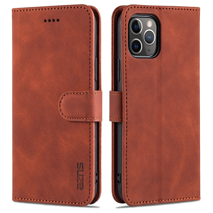 AZNS Skin Feel Calf Texture Funda de cuero con tapa horizontal con ranuras para tarjetas y soporte y billetera, For iPhone 11 Pro, For iPhone 11, For iPhone 11 Pro Max, For iPhone XS / X, For iPhone XS Max, For iPhone XR