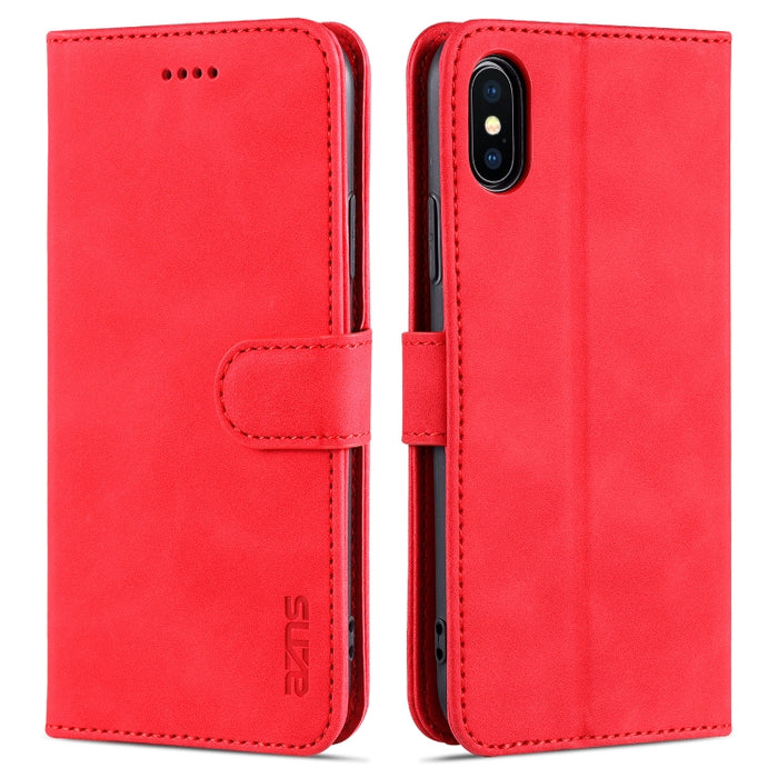 AZNS Skin Feel Calf Texture Funda de cuero con tapa horizontal con ranuras para tarjetas y soporte y billetera, For iPhone 11 Pro, For iPhone 11, For iPhone 11 Pro Max, For iPhone XS / X, For iPhone XS Max, For iPhone XR