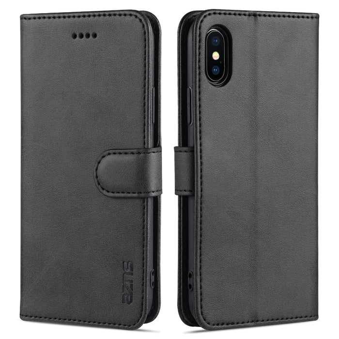 AZNS Skin Feel Calf Texture Funda de cuero con tapa horizontal con ranuras para tarjetas y soporte y billetera, For iPhone 11 Pro, For iPhone 11, For iPhone 11 Pro Max, For iPhone XS / X, For iPhone XS Max, For iPhone XR