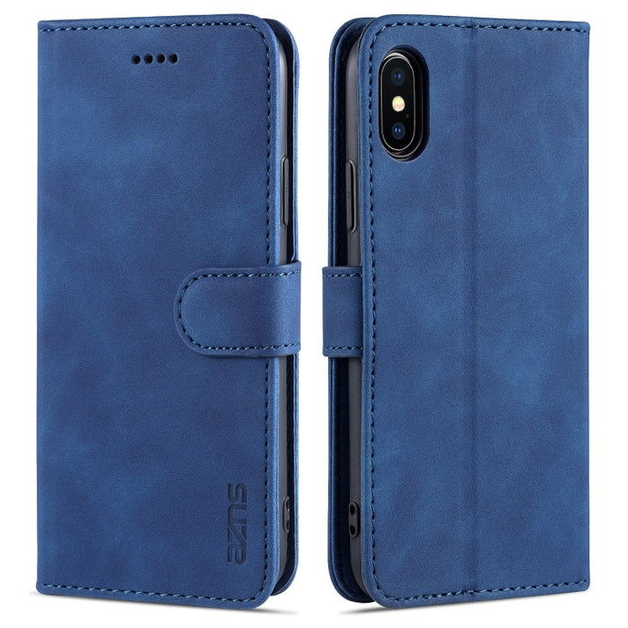 AZNS Skin Feel Calf Texture Funda de cuero con tapa horizontal con ranuras para tarjetas y soporte y billetera, For iPhone 11 Pro, For iPhone 11, For iPhone 11 Pro Max, For iPhone XS / X, For iPhone XS Max, For iPhone XR