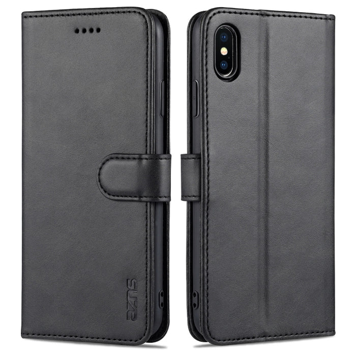 AZNS Skin Feel Calf Texture Funda de cuero con tapa horizontal con ranuras para tarjetas y soporte y billetera, For iPhone 11 Pro, For iPhone 11, For iPhone 11 Pro Max, For iPhone XS / X, For iPhone XS Max, For iPhone XR