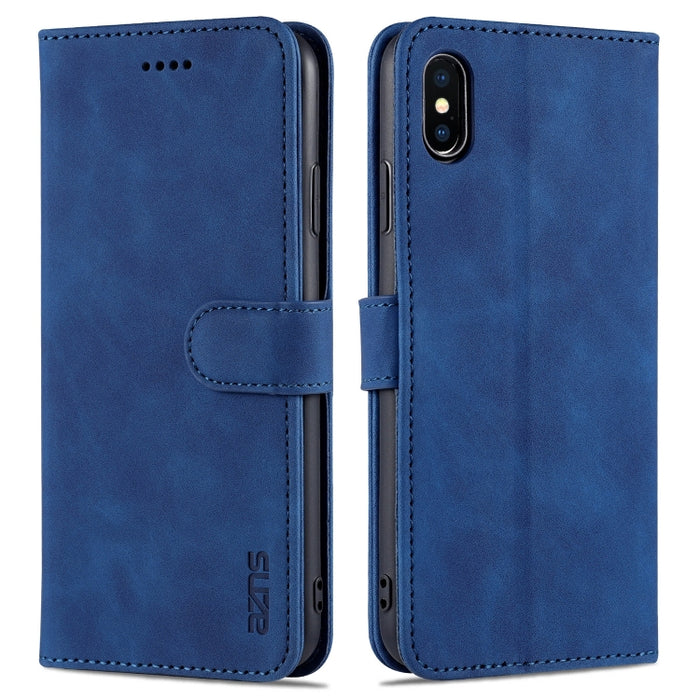 AZNS Skin Feel Calf Texture Funda de cuero con tapa horizontal con ranuras para tarjetas y soporte y billetera, For iPhone 11 Pro, For iPhone 11, For iPhone 11 Pro Max, For iPhone XS / X, For iPhone XS Max, For iPhone XR