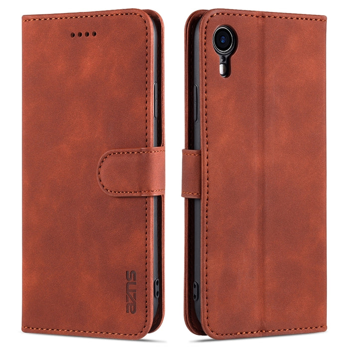 AZNS Skin Feel Calf Texture Funda de cuero con tapa horizontal con ranuras para tarjetas y soporte y billetera, For iPhone 11 Pro, For iPhone 11, For iPhone 11 Pro Max, For iPhone XS / X, For iPhone XS Max, For iPhone XR