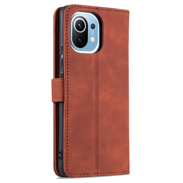 AZNS Skin Feel Calf Texture Funda de cuero con tapa horizontal con ranuras para tarjetas y soporte y billetera, For Xiaomi Mi 11, For vivo Y73s / S7e, For OPPO A15 / A35 4G