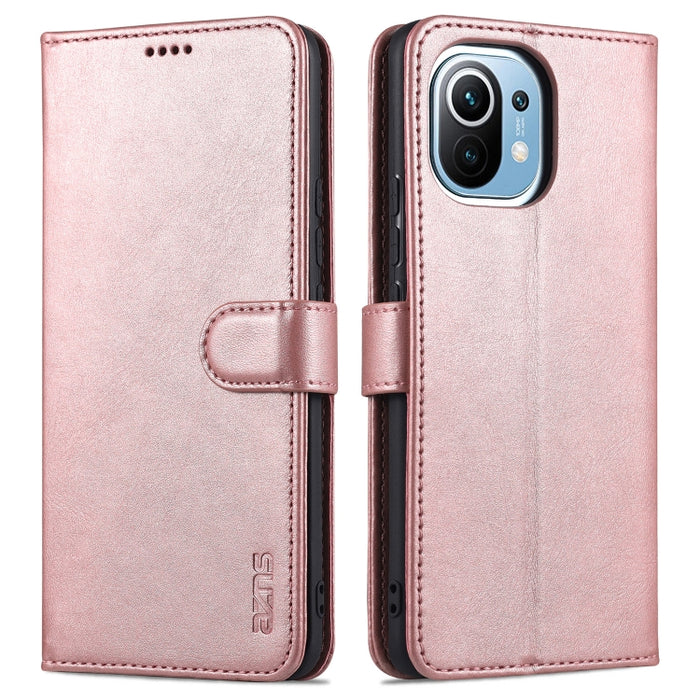 AZNS Skin Feel Calf Texture Funda de cuero con tapa horizontal con ranuras para tarjetas y soporte y billetera, For Xiaomi Mi 11, For vivo Y73s / S7e, For OPPO A15 / A35 4G
