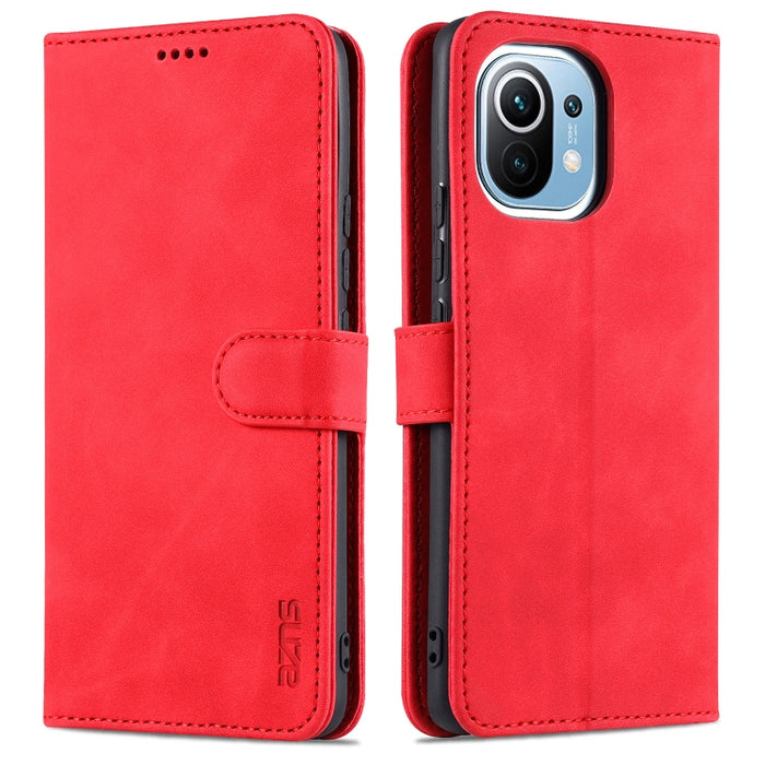 AZNS Skin Feel Calf Texture Funda de cuero con tapa horizontal con ranuras para tarjetas y soporte y billetera, For Xiaomi Mi 11, For vivo Y73s / S7e, For OPPO A15 / A35 4G