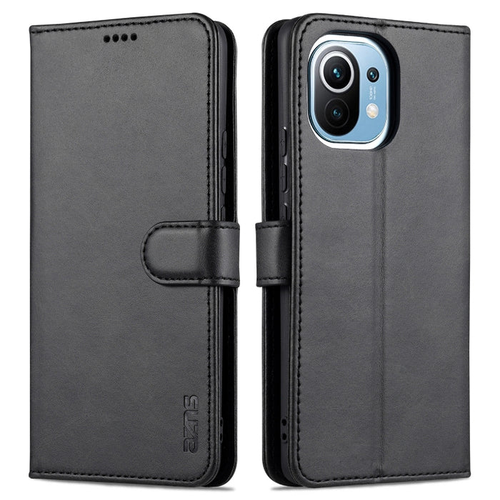 AZNS Skin Feel Calf Texture Funda de cuero con tapa horizontal con ranuras para tarjetas y soporte y billetera, For Xiaomi Mi 11, For vivo Y73s / S7e, For OPPO A15 / A35 4G